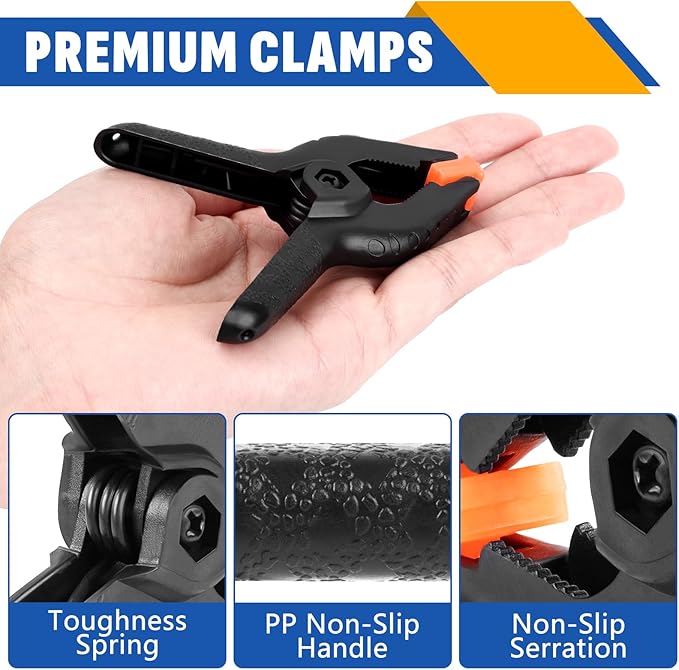 20 Pack 4.5 inch Plastic Spring Clamps, Black Heavy Duty Clips, Backdrop Clips, Woodworking Clamps, Plastic Clamps for Crafts, Backdrop Stand, Woodworking, Photography