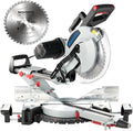 Double Bevel Compound Sliding Miter Saw, Double-Bevel Corded Miter Saw with Laser Guide & 15-Amp Heavy-Duty Motor, Sliding Miter Saw with TCT Saw Blade for Woodworking (12")