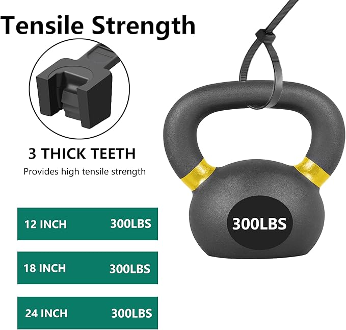 Zip Ties Assorted Sizes 300 Pack,12+14+18 Inch, 300LBS Tensile Strength Heavy Duty Self-locking Nylon Black Cable ties for Indoor Outdoor