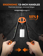 Professional Rivet Gun Kit with 5 Drill Bits & Magnetic Wristband - Heavy Duty Two-Handed Riveter for Metal, Gutter, Automotive - Includes 210 Assorted Rivets