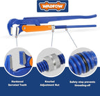 Swedish Pattern Type A pipe Wrench: Size 1" with 40 mm Max Jaw Opening, 12 inch x 90 Degree Angle Corner Pipework, Red Lacquered Finish