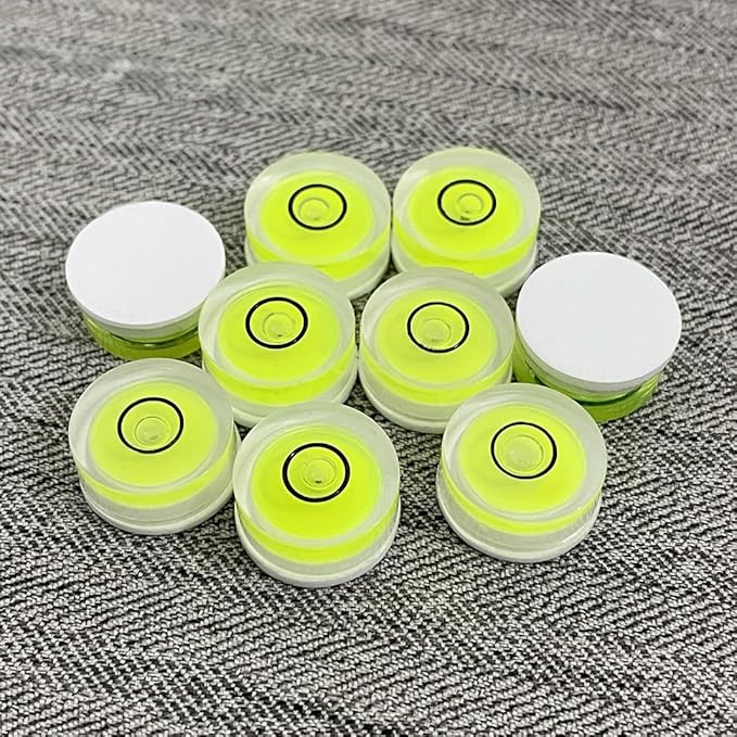 5Pcs Small Circular Bubble Levels with Double Sided Adhesive Bottom Mini Little Stick-on Bubble Spirit Level Measuring Layout Tools Levels (15x6mm)