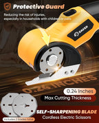 Saker Cordless Electric Scissors,Cardboard Box Cutter,4V Rechargeable Rotary Cutter with Safety Lock & LED Light,Cardboard Cutter for Cutting of Fabric, Leather, Carpet, Plastic, and More(2 Blades)