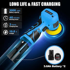 Cordless Sander, 3" Palm Sander with 2Pcs 16.8V 3.0Ah Batteries, 3500RPM Mini Polisher, 30 Accessories Sander Tool for Sanding/Polishing/Waxing/Cleaning