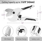 Bates- PVC Pipe Cutter, Cuts up to 1-5/8", Ivory Ratcheting PVC Pipe Cutter Tool, Pipe Cutters PVC Pipe Shears, Plastic Pipe Cutter, PEX Pipe Cutter, PVC Cutter Tool, PVC Ratchet Cutter