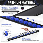 Magnetic Socket Organizer, 1-Piece Heavty Duty ABS Socket Holder, Socket Rail for Tool Box, Premium Quality 360° Swivel Socket Rack with 12 Clips for 1/2-Inch(Blue)