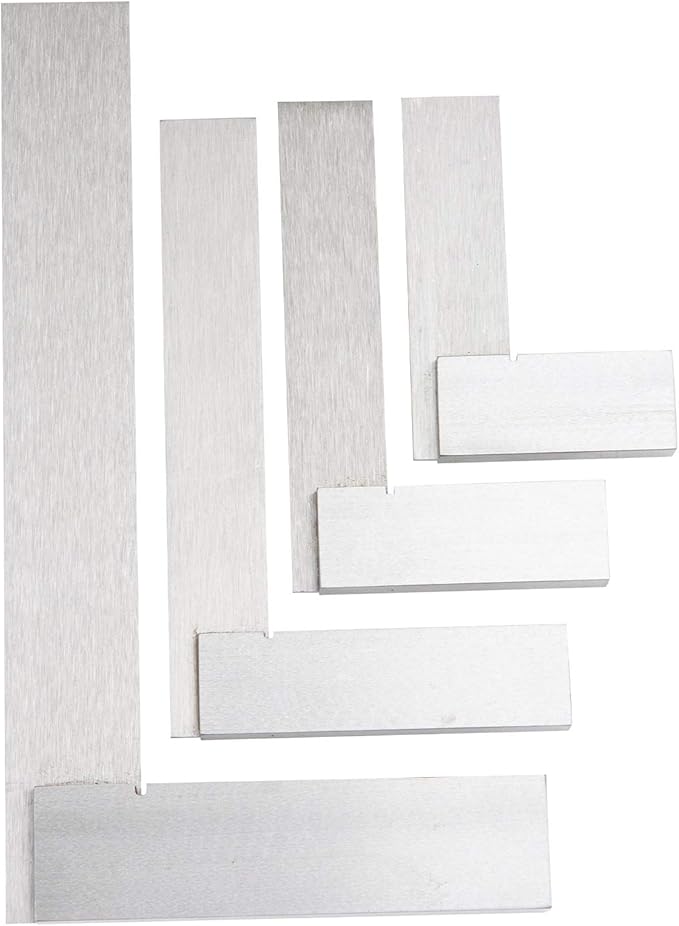 Groz 4-Piece Machinist Steel Square Set | 2-in, 3-in, 4-in & 6-in Squares | 48-72 Micron Squareness | Hardened Steel | for General Purpose, Machinery & Woodworking Applications (01110)