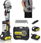 Electric Hydraulic Cable Lug Crimper Pliers,Rechargeable Crimping Tool,Straight-handled electric hydraulic pliers,Electrical Terminal Cable Wire Fiber Crimper Kit with 12 Dies, 6 AWG to 600 MCM