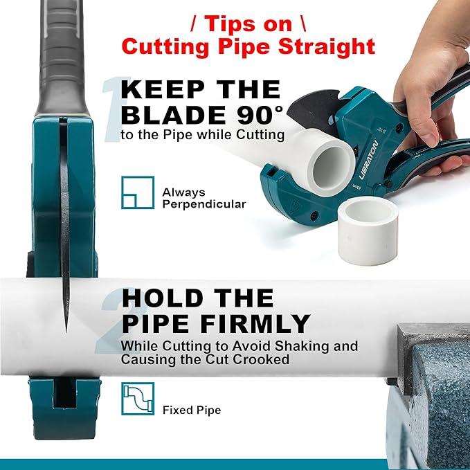 Libraton PVC Pipe Cutter, Up to 2-1/2", Ratchet Pipe Cutter Heavy-Duty, Pex Cutting Tool for Cutting PEX, PVC, PPR Plastic Hoses and Plumbing Pipe