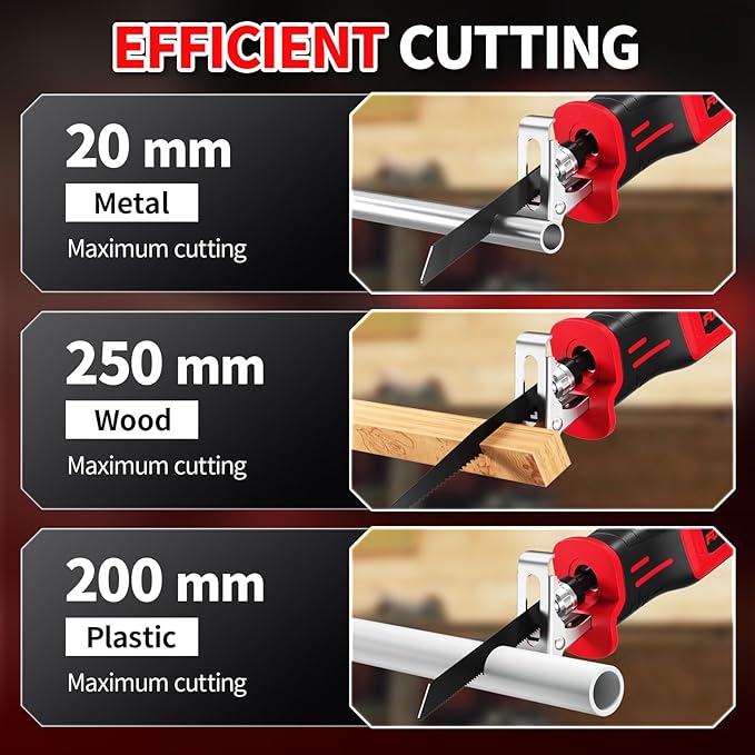 Reciprocating Saw Cordless, 0-3500 SPM Power Reciprocating Saw, Tool-Free Blade Change, Brushless Recipro Saws with 2 * 4.0Ah Battery & 4 Blades, Cordless Saw for Wood/Metal/Plastic Cutting