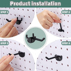 84 Pcs Pegboard Hooks Plastic Straight Hook Fits 1/4" Pegboards Accessories Multiple Size Peg Board Hooks for Craft Storage Tool Room Kitchen Garage Organizer Tools Display (Black)
