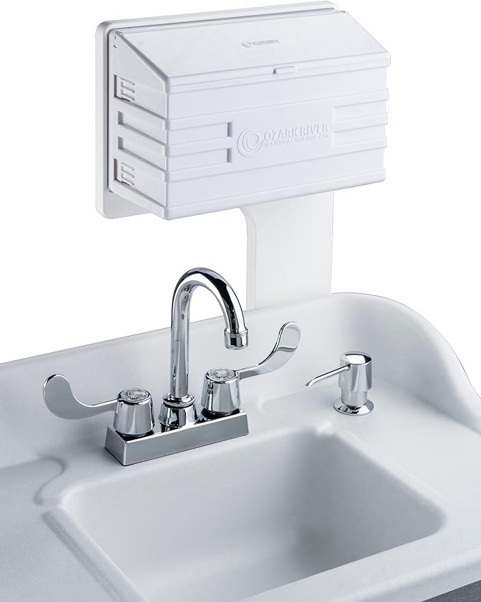 Ozark River Portable Sinks, Titan PRO 1 White, Outdoor Portable Sink with Hot Water, Mobile Self Contained Sink with Water Tanks and Wheels, Portable Outdoor Hand Washing Sink Station