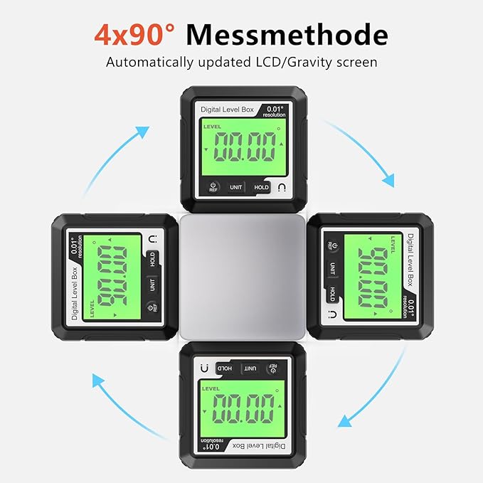 Digital Level Angle Gauge Meter Magnetic Electronic Level Angle Finder Tool Protractor Inclinometer Woodworking Tools with Magnet for Construction, Woodworking and Machinery(Black+white) (black)