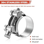 AKIHISA 4 Pack 26-28mm ID Range T-Bolt Hose Clamps 304 Stainless Steel Heavy Duty Adjustable Tube Clamp1 to 1.1 Inch
