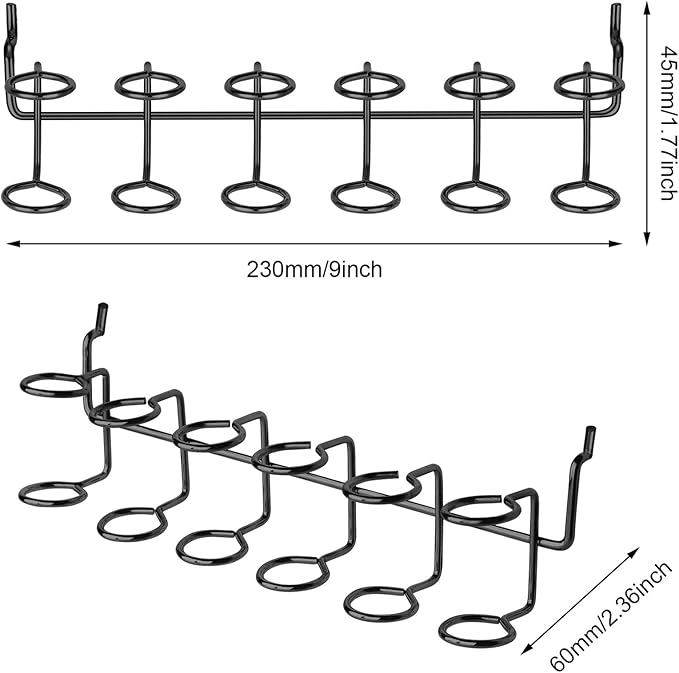 Ripeng Pegboard Screwdriver Holders Peg Board Organizer Accessories Multi Ring Tool Holders Six Tool Organizer Racks for Pegboard, Pliers(Black,4 Pieces)