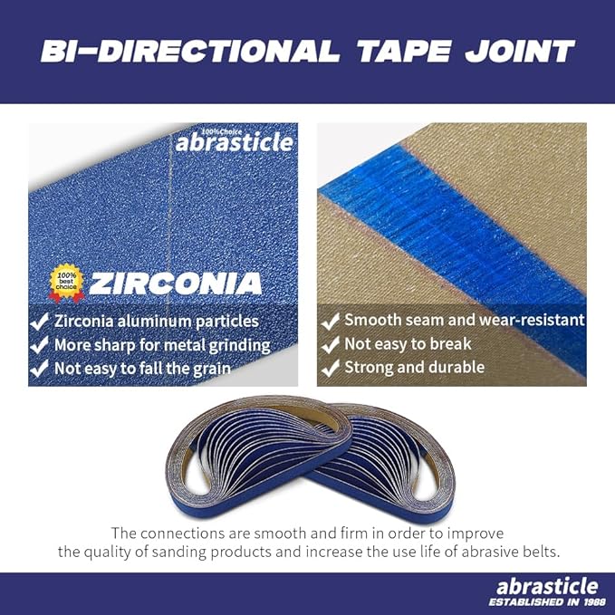 1" x 30" Zirconia Knife Sharpening Sanding Belts for Metal, 1 x 30 Inch Zirconia Metal Grinding Sand Paper, 15 PCS 3 Each of 40/60/80/120/150 Assorted Grits