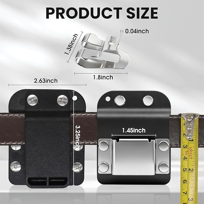 1 Pcs Drill Holder for Tool Belt + 1 Pcs Drill Clip, Tape Measure Holder with Metal Clip, 2 in Belt Hook Holster for Cordless Drill, Impact Driver, Measuring Tape, Tool Accessories