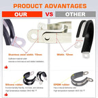 HOLYBEAR 1/4 Inch Stainless Steel Cable Clamp, Rubber Insulated Metal Conduit Wire Holder Strap Clips for Pipe, Tube, Hose Bracket (6mm, 20pcs)