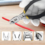BOOSDEN 5-Piece Pliers Set Including 25mm Rubber mallet, 5" Wire Cutters, 5" Needle Nose Pliers, 5" Diagonal Cutters, 5" Linemans Pliers for DIY & Home Use