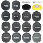 140Pcs 3 Inch Wet Dry Sanding Discs, Assorted 120 to 5000 Grit Silicon Carbide Hook & Loop Sandpaper with 1/4" Shank Sanding Pads and Foam Buffering Pad for Wood Metal Car Polishing & Finishing
