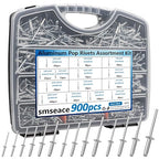 smseace 900Pcs Pop Rivets Assortment Kit Packed in Handheld Box 14-Sizes (3/32 inch1/8 inch5/32 inch3/16 inch1/4 inch) Assorted Blind Rivets for Metal,Furniture,Automotive,Instrument