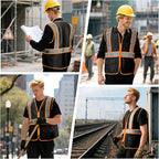 BeautyWill Custom Safety Vest Customized Logo Class 2 High Visibility Reflective Vest with Pockets Construction workwear