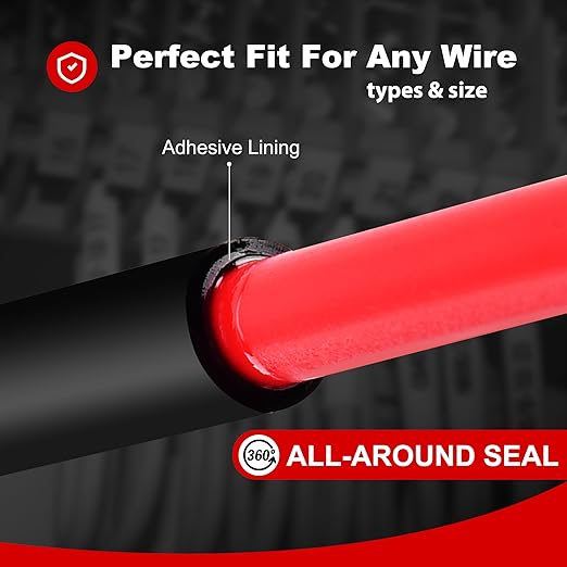 1" 65ft 3:1 Heat Shrink Tubing with Adhesive Lining - Marine Grade, Ideal for Home, Automotive, and Industrial Use - Red
