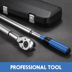 1-Inch Drive Click Torque Wrench, Dual-Scale Adjustable Torque Wrench Set with a Hex Key 200-1000ft.lb / 271-1356.7Nm