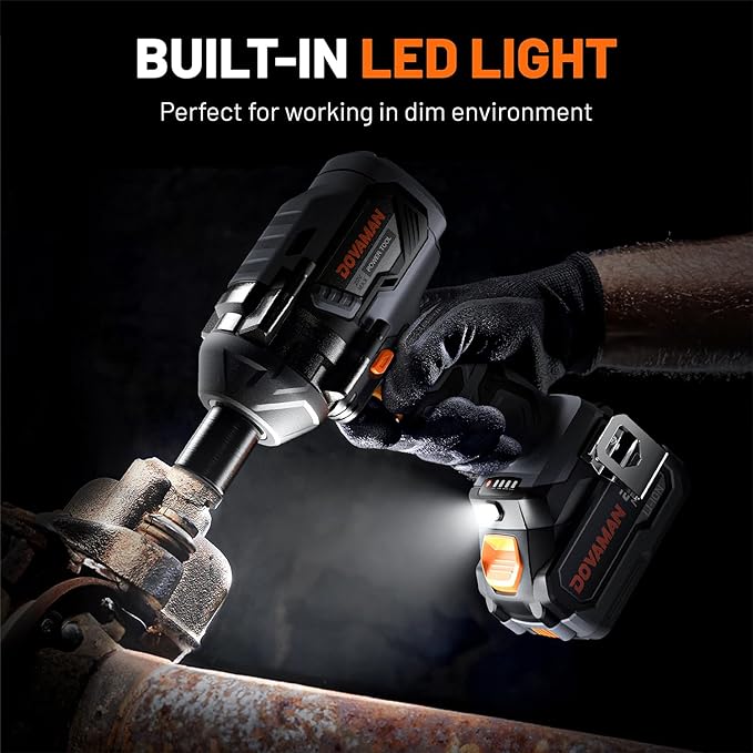 TITANCE X8 Advanced Cordless Impact Wrench, 20V Brushless 1/2'' Impact Gun, 1000 FT-LBS High Torque, 5-Mode Control, 4.0Ah Li-ion Battery Powered Wrench for Car Tires & Automotive Repair