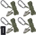 Hikeman 4 Pack Camping Rope with Locking Carabiner Clip,4mm Reflective Guy Lines with Triangular Guyline Adjuster Tensioner,Nylon Cord for Tent Tarp Tie Down,Hiking,Backpacking