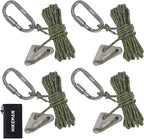 Hikeman 4 Pack Camping Rope with Locking Carabiner Clip,4mm Reflective Guy Lines with Triangular Guyline Adjuster Tensioner,Nylon Cord for Tent Tarp Tie Down,Hiking,Backpacking