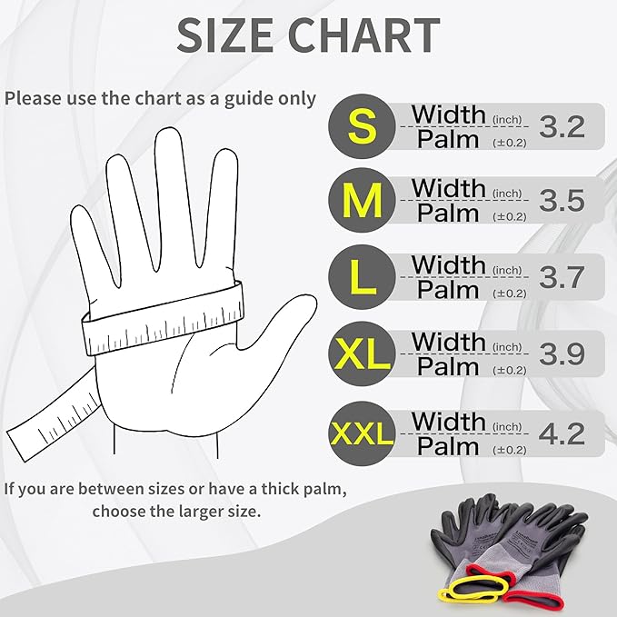 Micro-Foam Nitrile Coated Gloves-12 Pairs, Seamless Knit Design, Perfect for Home Projects and Construction