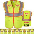 BeautyWill Custom Safety Vest Customized Logo Class 2 High Visibility Reflective Vest with Pockets Construction workwear