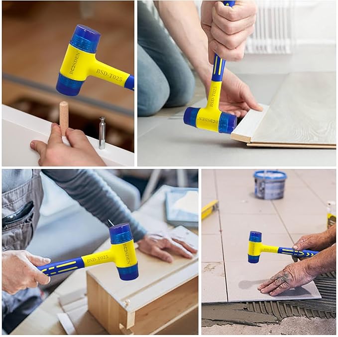 BOOSDEN Double-Faced Rubber Mallet Hammer, Shockproof Anti-Slip Small Hammer, 30mm