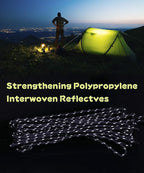 Hikeman 4 Pack Camping Rope with Locking Carabiner Clip,4mm Reflective Guy Lines with Triangular Guyline Adjuster Tensioner,Nylon Cord for Tent Tarp Tie Down,Hiking,Backpacking