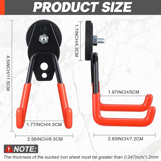 Landhoow Large Magnetic Hooks Heavy Duty Garage Magnet Hooks Strong Storage Utility Magnetic Hangers with Anti Slip Rubber Coating for Indoor and Outdoor Hanging(Orange,10 Pcs)