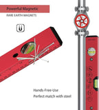 BETHEL Torpedo Level, 16" Magnetic Torpedo Spirit Level Tool with 3 Vials, 45°/90°/180°Degrees, Aluminum Shockproof Bubble Level, High Visibility Red Durable Measuring Leveler