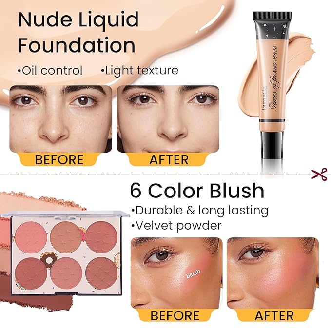 Makeup Kit for Girls Teens, Travel Makeup Kit, Facial Makeup Full Kit, Makeup Present Set for Beginners & Professionals, Cosmetic Bag Include Pigmented Blendable Eyeshadow Palette-VeraVaultWomen