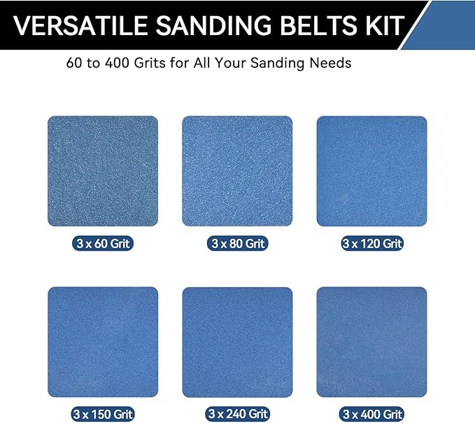 4x36 Inch Sanding Belts 18 Pcs 6 Grits Sizes (3 Each of 60/80/120/150/240/400 Grits) Heavy Duty Belt Sander Zirconia Belt Sander Paper for Wood, Metal, Stainless Steel, Cars, and Furniture