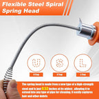 Drain Snake, 42FT Drain Auger with Drill Adapter, Plumbing Snake Clog Remover with Work Gloves, Manual or Powered Use for Kitchen, Sink, Sewer and Shower