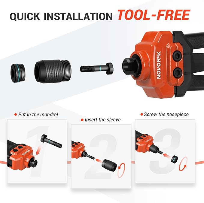 Rivet Nut Tool 16” RIV Nut Tool Kit with 15 Metric & SAE Mandrels, 182pcs Rivnuts Nutserts Kit and Rugged Carrying Case, One Rivnut Tool Kit Meet All Your Needs