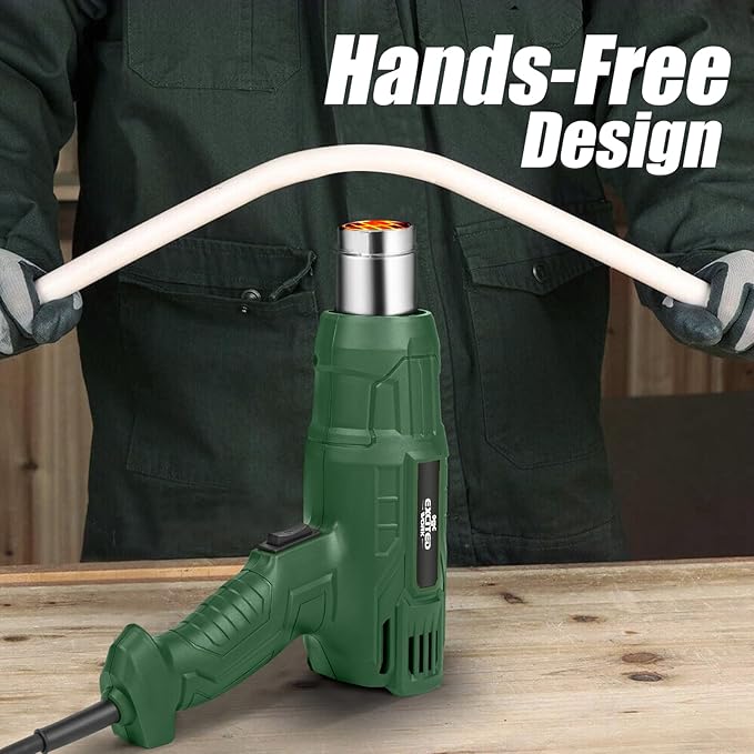 1500W Heat Gun, Fast Heat Hot Air Gun Kit with 662℉ & 1022℉ Dual-Temperature Settings, 4 Nozzles for Shrink Wrapping, Stripping Paint, Resin, Crafts