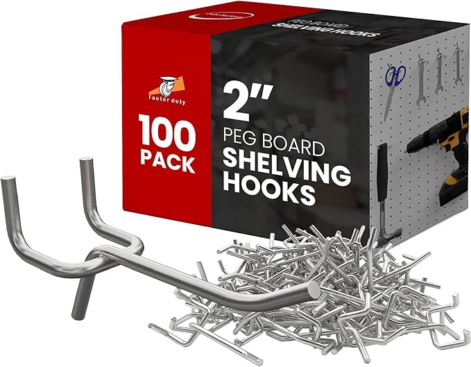 100 Pack PEG Board Pegboard Shelving Hooks 2" Length Wholesale Lot