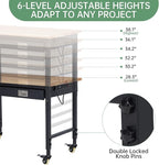 48'' Adjustable Workbench, Heavy Duty Workbench with Drawer, Power Outlet and Lockable Wheels, 2000 LBS Capacity, Work Table Suitable for Office, Garage, Workshop