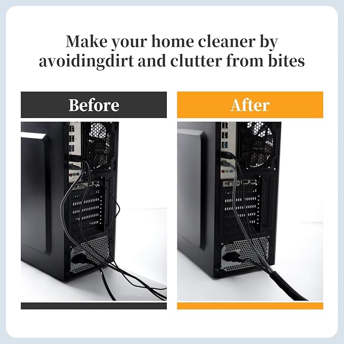 Split Loom Wire 1/4" X 50ft, 1/2" X 50 ft, 3/8" X 50 ft Electric Wires Covers Flexible Wire Loom Tubing Dog Cat Cord Protector Split Cable Sleeves (50ft)