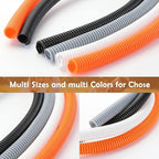 ZhiYo 20FT 1/2” Wire Loom Split Tubing Auto Wire Conduit Flexible Cover | High Temperature Heat Resistant -40F to 257F | Plastic Cover for Electrical Wires & Cables, Orange
