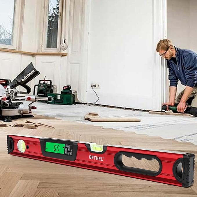BETHEL Digital Level with LCD Display,24Inch Magnetic Digital Torpedo Level, Vertical & Horizontal Spirit Bubble Measuring Tools for Woodworking Construction Craftsman