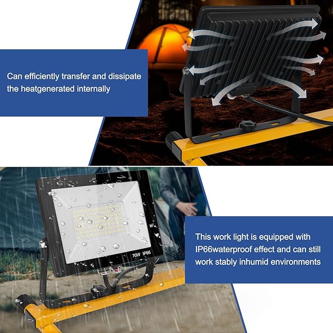 21000Lumens LED Work Lights with Stand, 3 Adjustable Work Lamp Head with Individual Switch, IP66 Waterproof Tripod Work Light for Outdoor Indoor Job Site Workshop Garage Construction Site