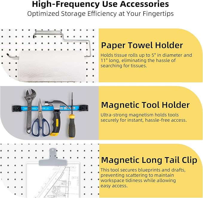 283PCS Metal Pegboard Hooks Organizer Kit for Organizing Various Tools - Heavy Duty 1/4" & 1/8" Pegboard Accessories with Pegboard Bins, Wall Mount Tool Storage for Garage, Workshop & Kitchen