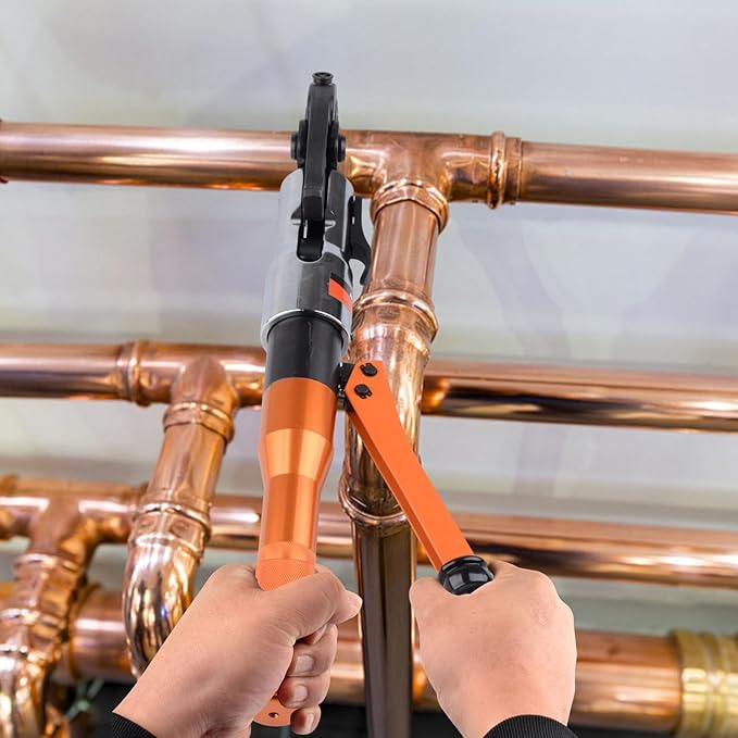 HZLZRZ ProPress Tool Copper Tube Fittings Hydraulic Copper Pipe Crimping Tool with 1/2,3/4 and 1 inch Jaws and Stainless Steel Pipe Cutter and Deburring Tool,Suit for Narrow Space and Tee Fittings